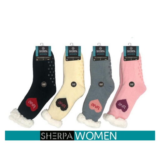 Ladies Knitted Sherpa Socks