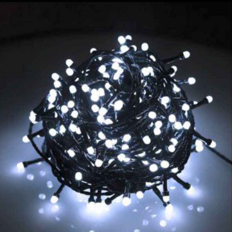 320 Big LED 8mm Connectbl Fogged String White Lights Blk Cbl 25.5m Lights