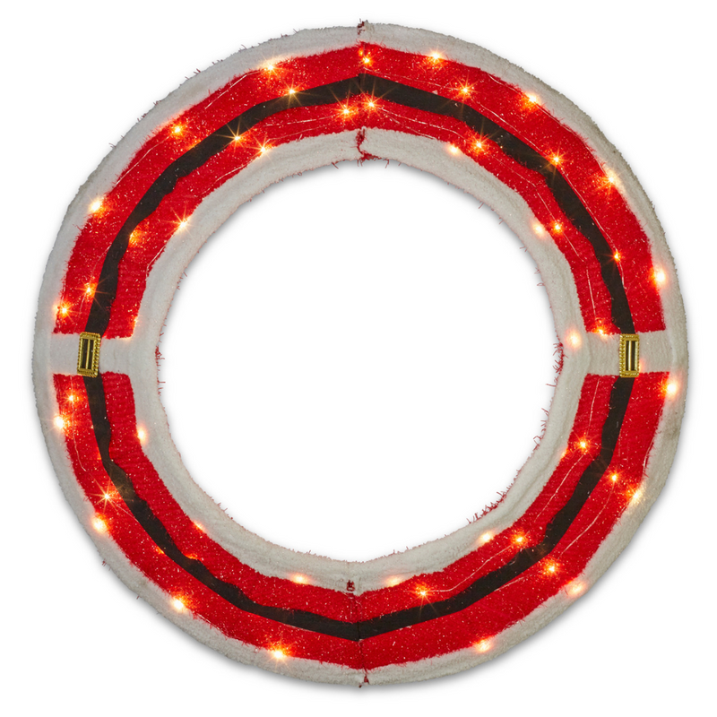 Red Christmas Tree Skirt with Lights 85cmW