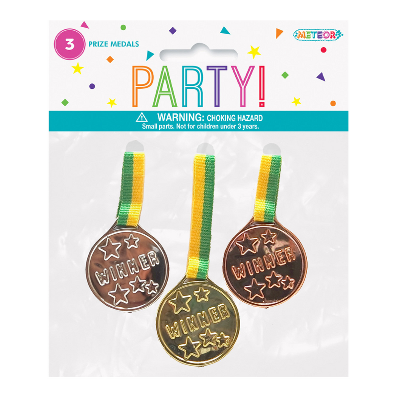 3 Winners Medals - Gold, Silver & Bronze