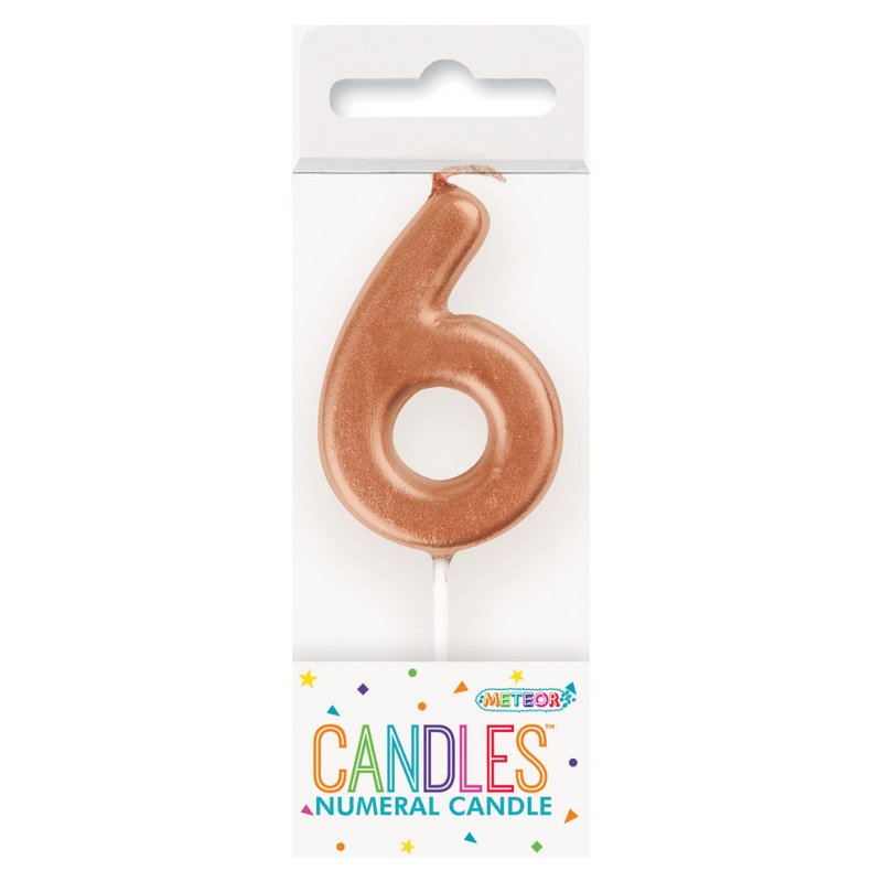 Mini Rose Gold Numeral Pick Candles - 6