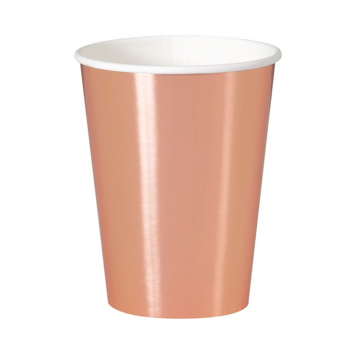 Rose Gold Foil 355ml (12oz) Paper Cups 8pk