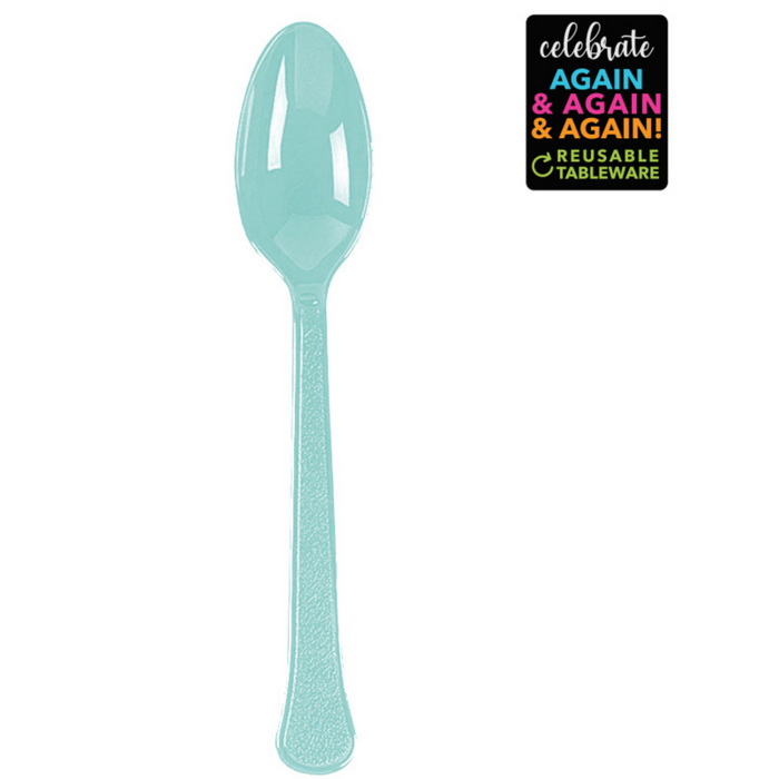 Premium Spoons 20Pk Robins Egg Blue Extra Heavy Weight