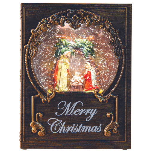 Glitter Swirl Musical Nativity Book LED USB