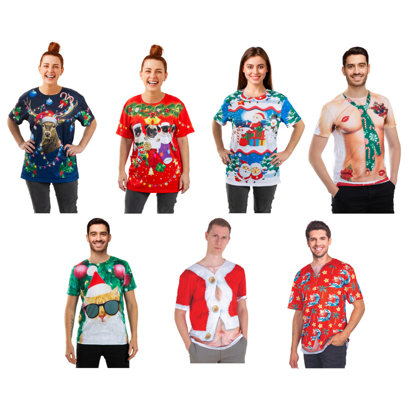 T-Shirt Ugly Dbl Side Print Adults Assorted