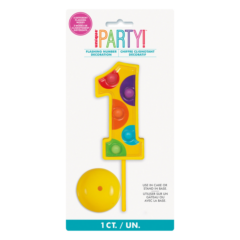 Numeral Candle 1 - Rainbow Border