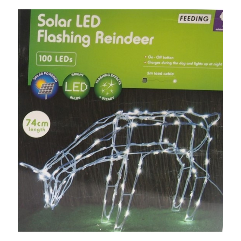 Solar Flashing LED Reindeer Feed 100L