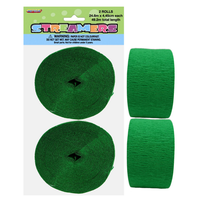Crepe Streamers Emerald Green 81ft Pkt2