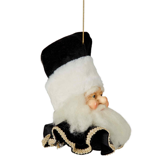 Black/Gold Santa Head Deco 10cm