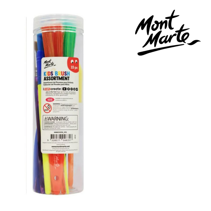 Mont Marte Kids Cylinder Brush Assortment 15pc