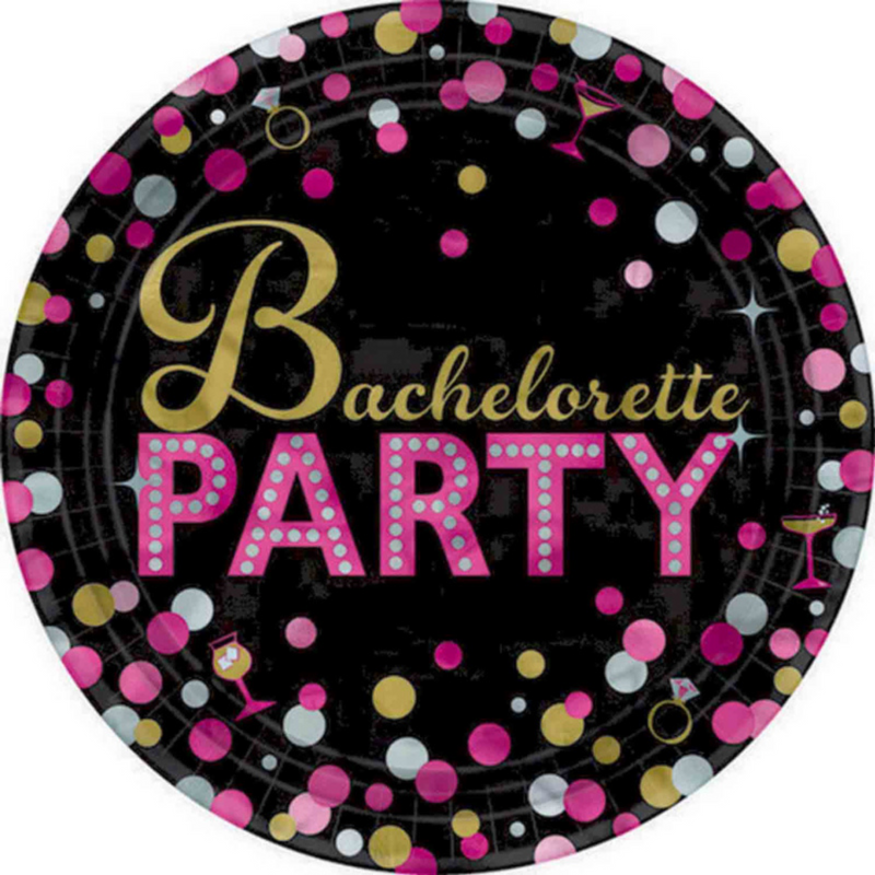 Bachelorette Night Round Paper Plates 17cm 8pk