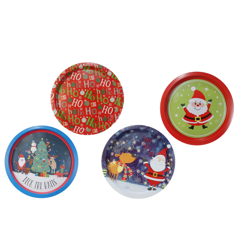 Christmas Round Tray Metal 32cm