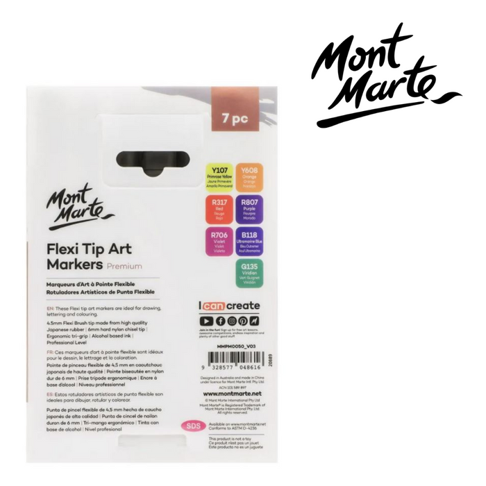 Mont Marte Flexi Tip Alcohol Art Markers 7pc