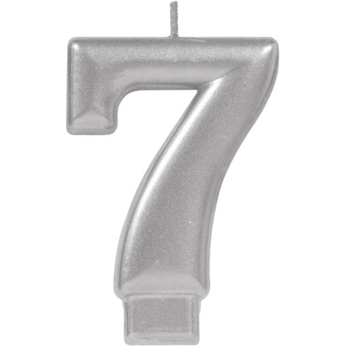 #7 Silver Metallic Numeral Candle