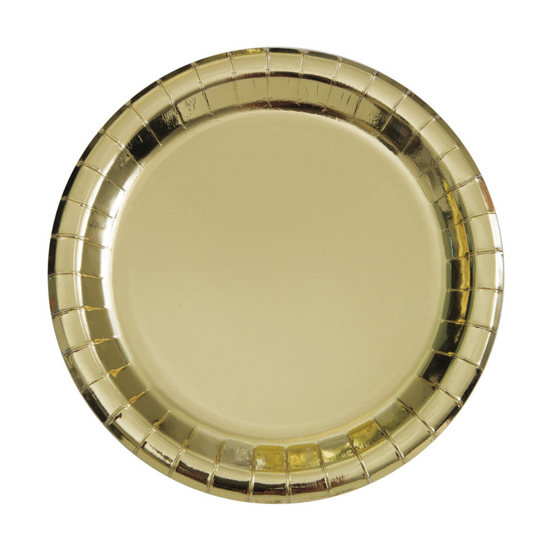 Gold Foil 18cm Round Paper Plates 8pk