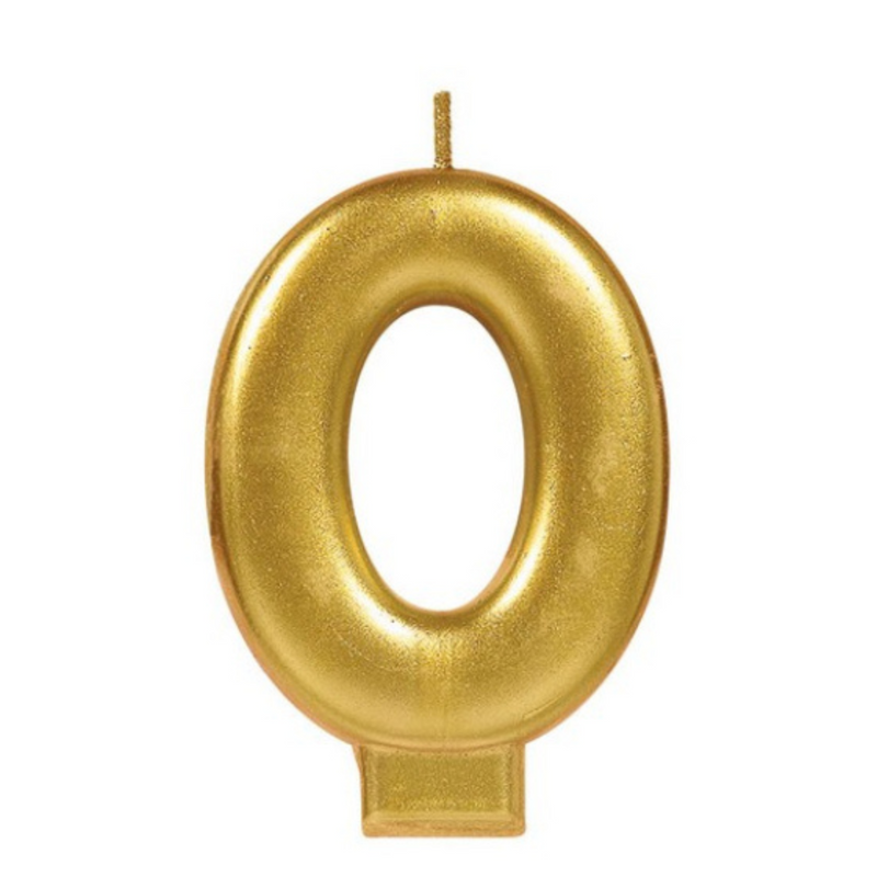 Candle Numeral 8cm Moulded Metallic Gold Number0