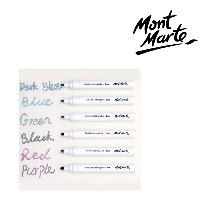 Mont Marte Dual Line Lettering Pens 2mm Tip 6pc