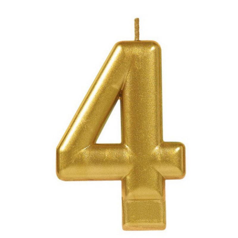 Candle Numeral 8cm Moulded Metallic Gold Number4