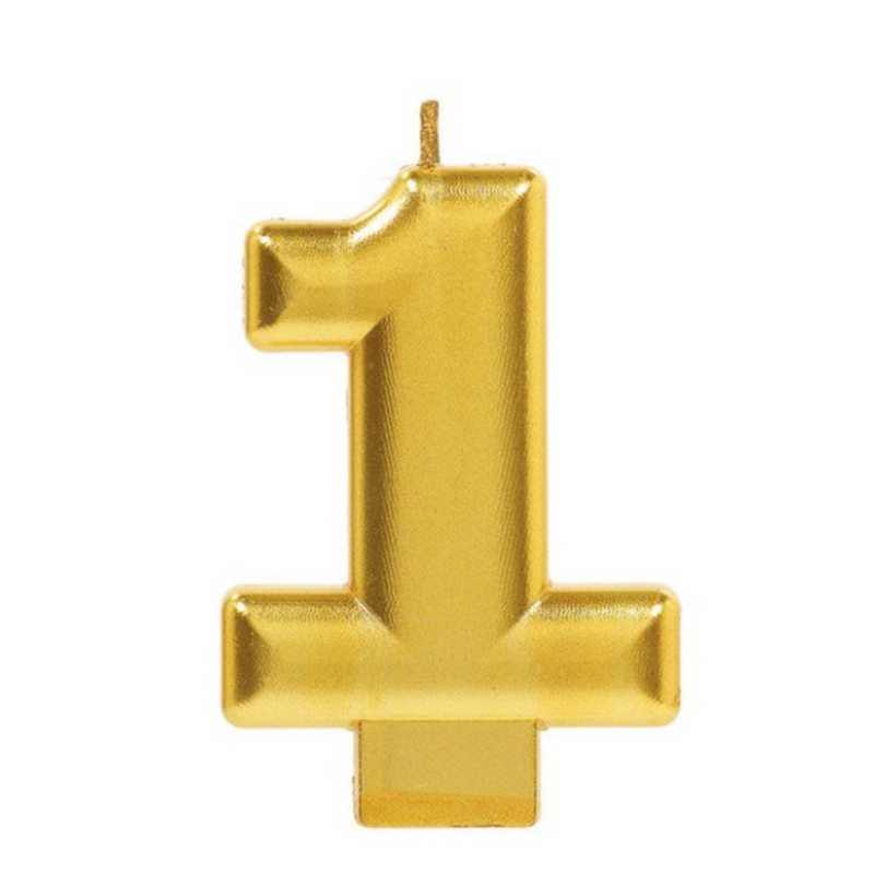 Candle Numeral 8cm Moulded Metallic Gold Number1