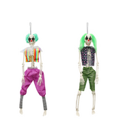 Hanging Skeleton Clowns Asstd 40cm