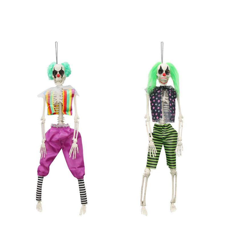 Hanging Skeleton Clowns Asstd 40cm