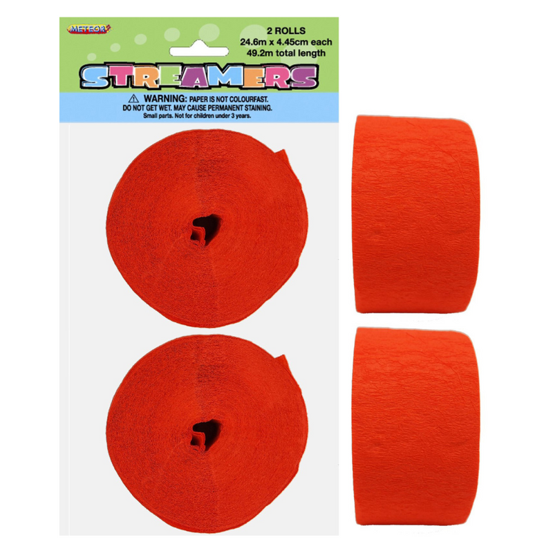 Crepe Streamers Pumpkin Orange 2X24Mt 2pk