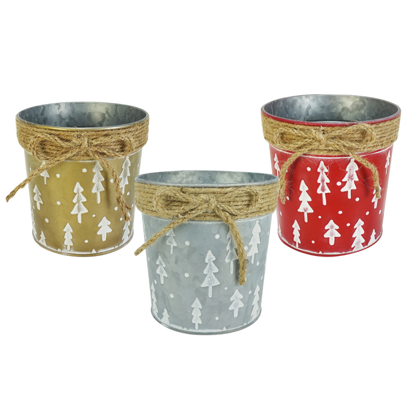 Christmas Metal Bucket Assorted 13cm