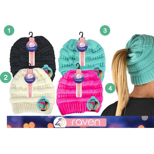 Ladies Knitted Pony Tail Beanie