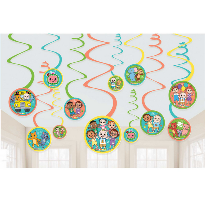 Cocomelon Spiral Decorations 12PK Value Pack