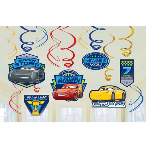 Cars 3 Value Pack Foil Swirl Decorations 12pk