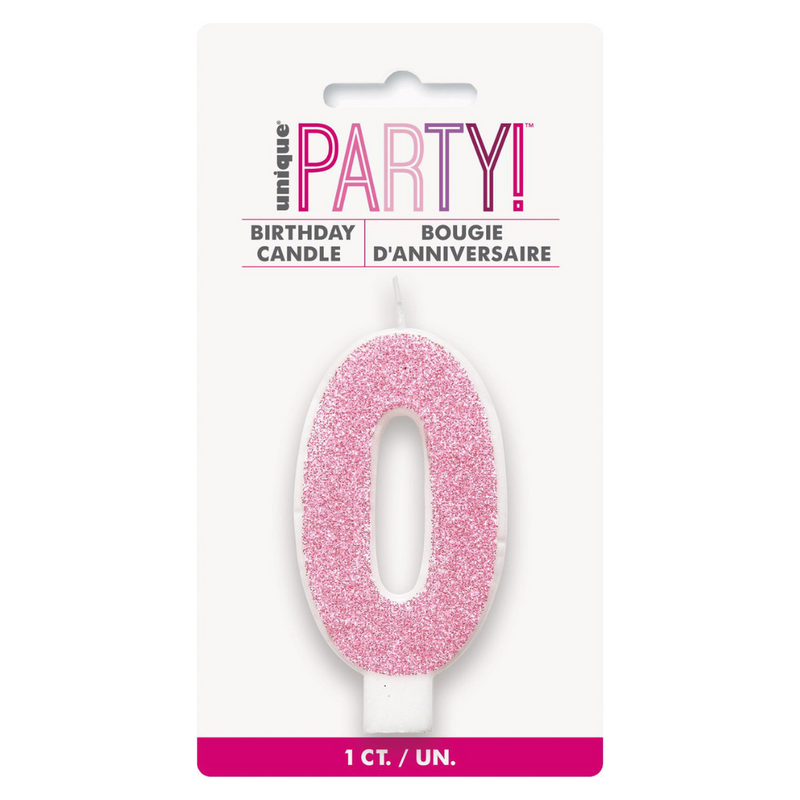Numeral Candle 0 - Glitter Pink
