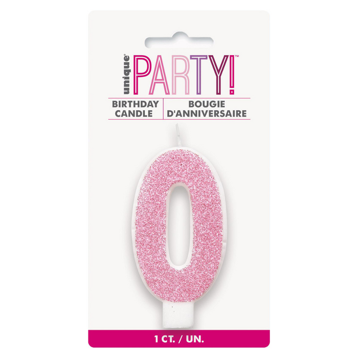 Numeral Candle 0 - Glitter Pink