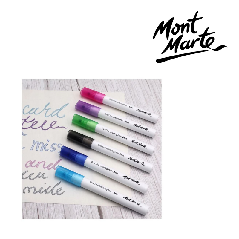 MM Dual Line Lettering Pens 2mm Tip 6pc