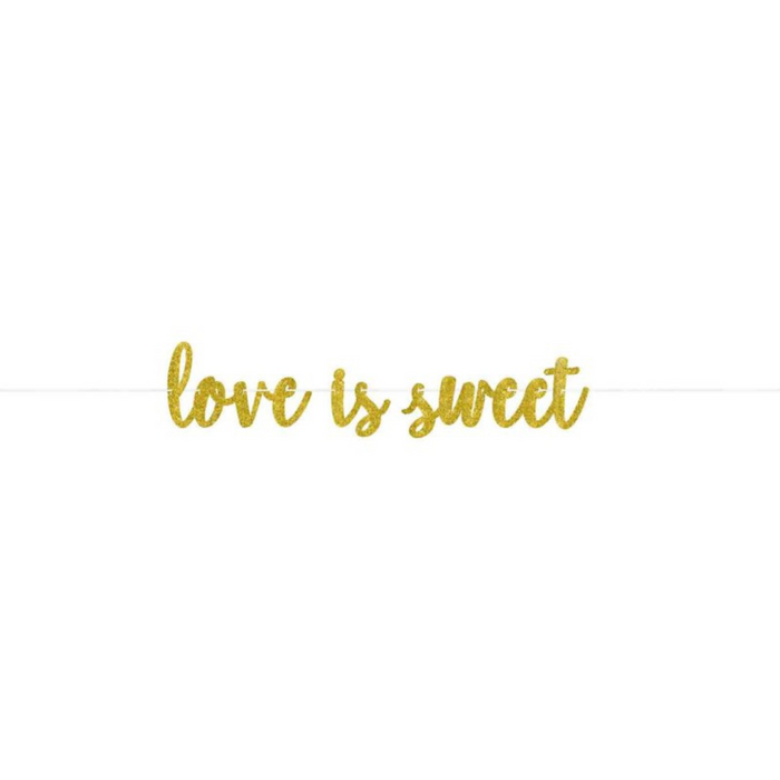 PARTY DECORS™ Love is Sweet Gold Glitter Cardboard Letter Banner (365cm)