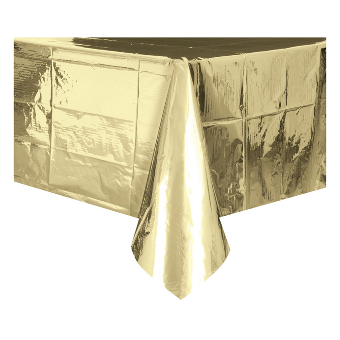 Metallic Gold Plastic Tablecover Rectangle 137cm x 274cm