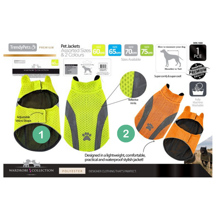 PET CLOTHING™ Large HiVis Dog Jacket (60x65x70x75cm)