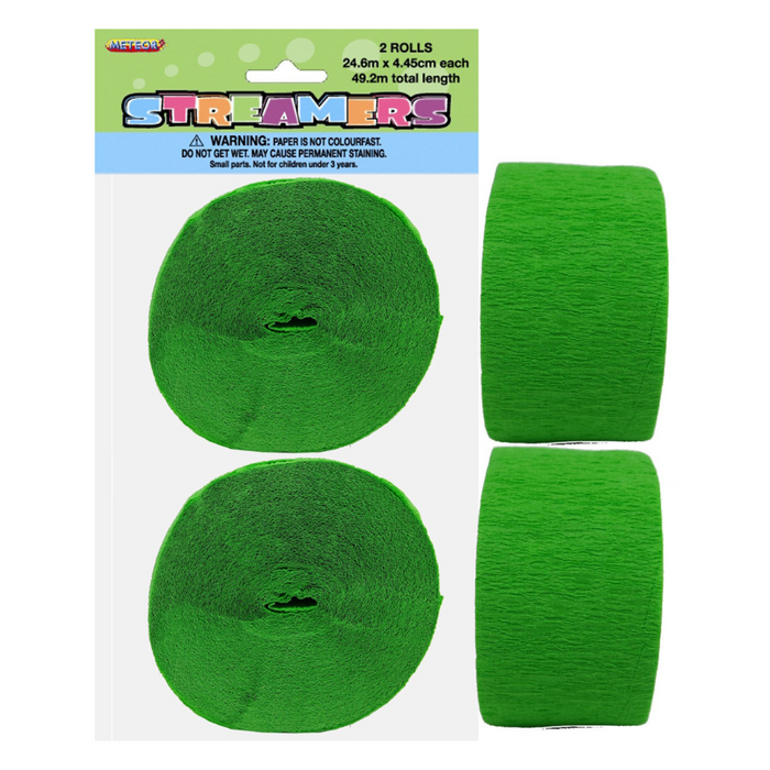 Crepe Streamers Lime Green 81ft Pkt2