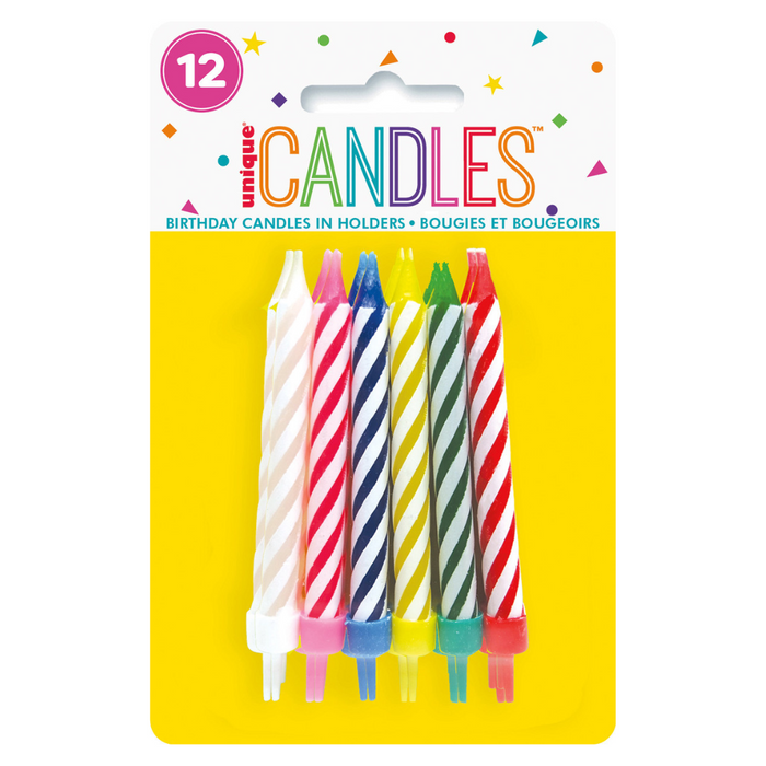 12 Spiral Candles In Holders