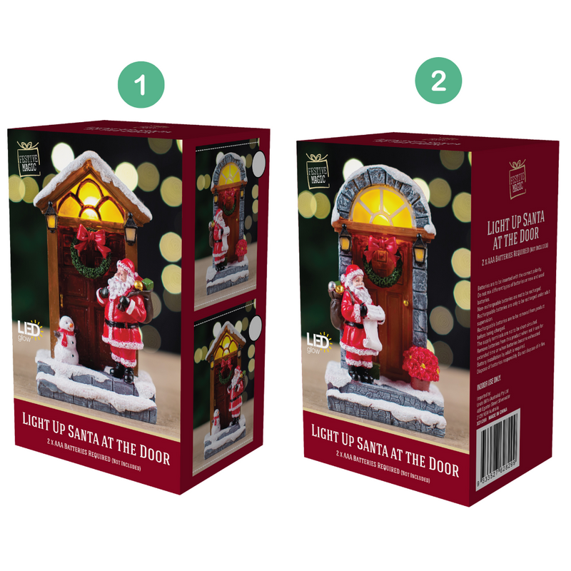 Light Up Santa Stop House Asstd 14cm