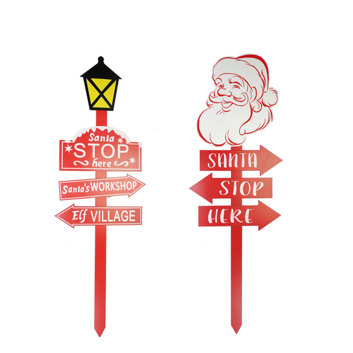 Santa Lamp Post Yard Stake 90cm