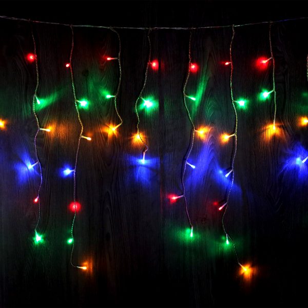 500 LED multicolour icicle lights with clear cable for Christmas outdoor decoration