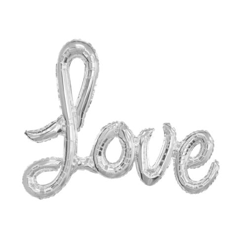 Love Silver Foil Balloon Banner With Ribbon 2.74m