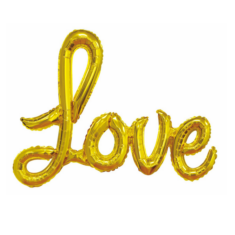 Love Gold Foil Balloon Banner With Ribbon 2.74m
