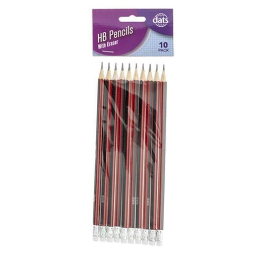 Pencil Black & Red Barrel HB w/ Eraser 10pk