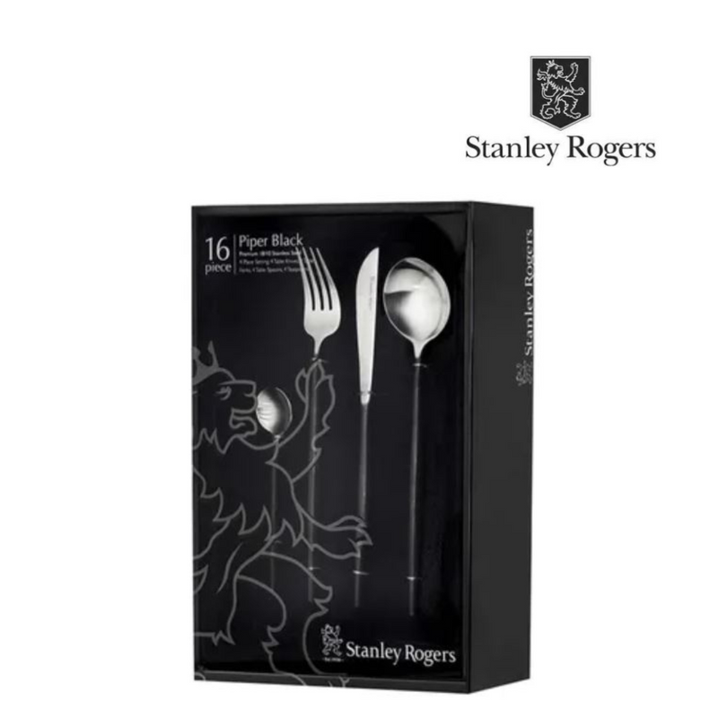 PIPER CUTLERY SET BLACK 16PC STANLEY ROGERS