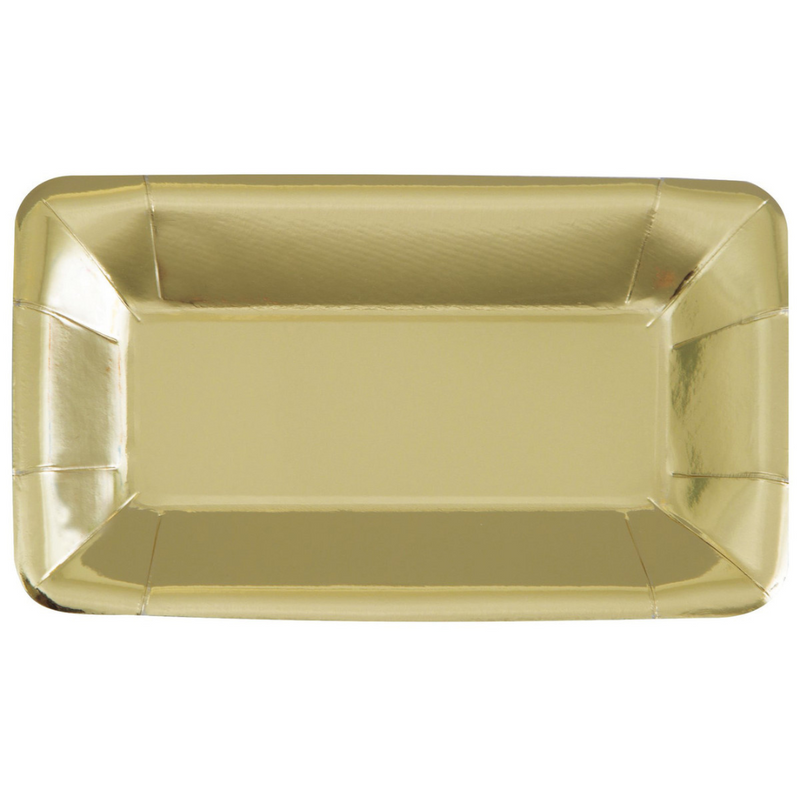 Foil Rectangle Appetizer Paper Plates Gold