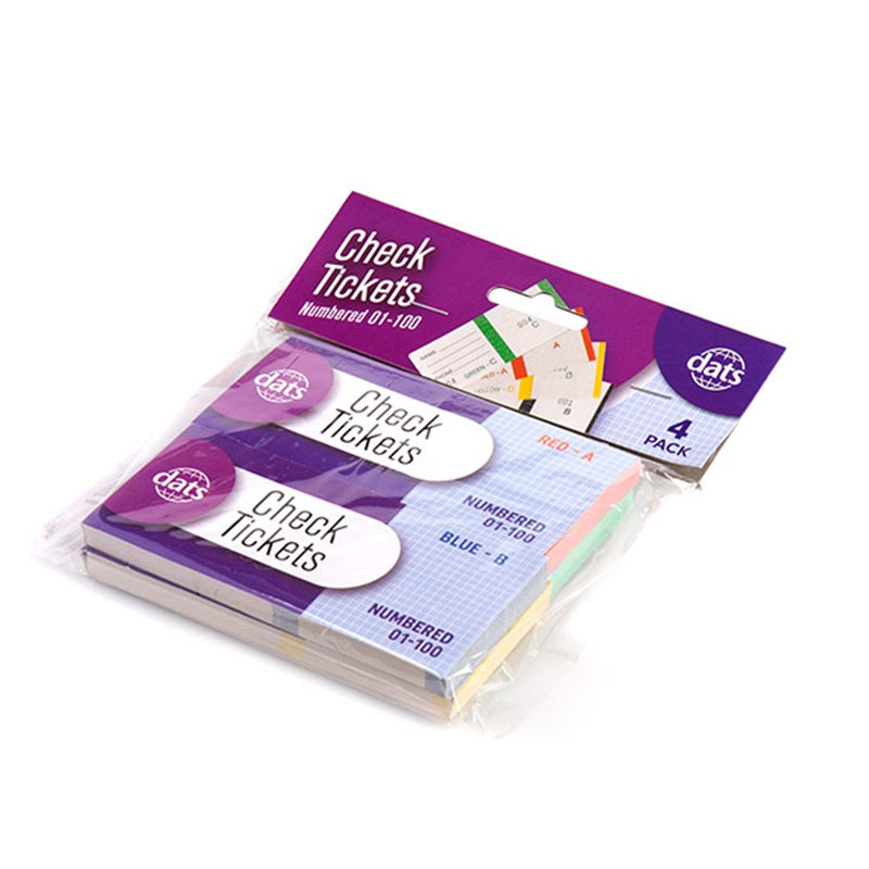 Ticket Check Book 1 to 100 4pk