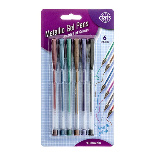 Pen Gel Mixed Metallic Ink Colours 6pk
