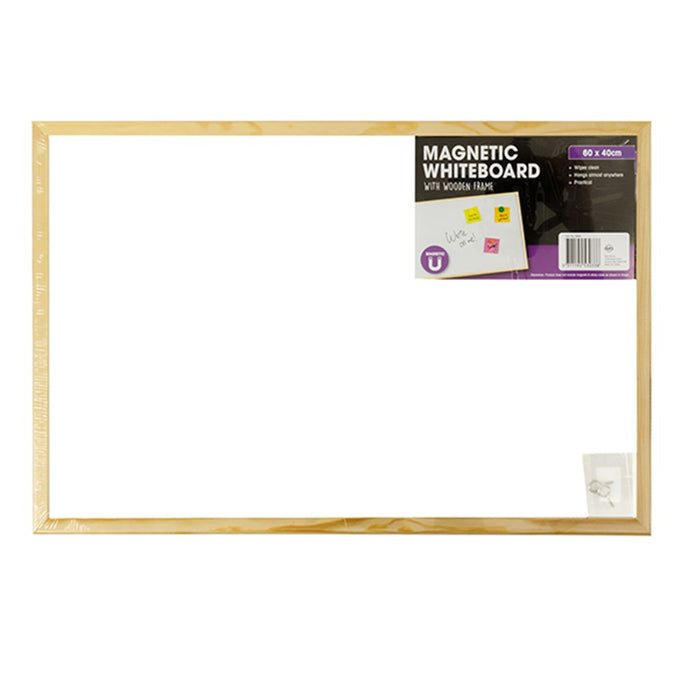 Whiteboard Magnetic Wooden Frame 600x400mm 600 x 400mm