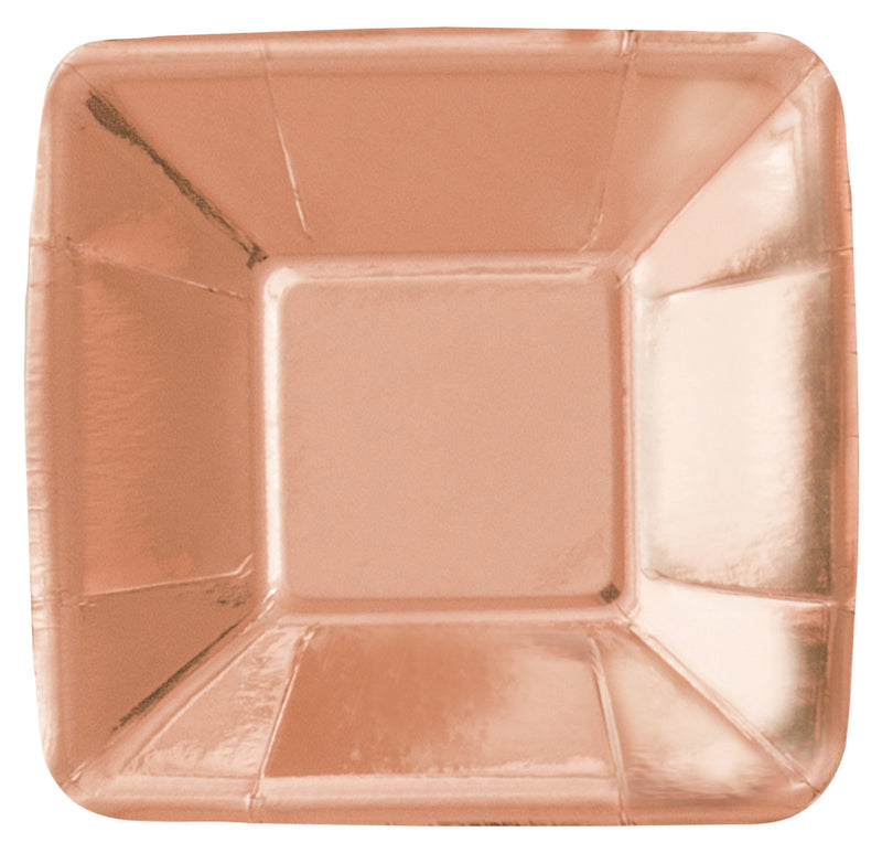 Square Appetizer Paper Plates Rose Gold 8x13cm